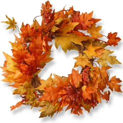 24 in. Fall Wreath with Maple Leaves