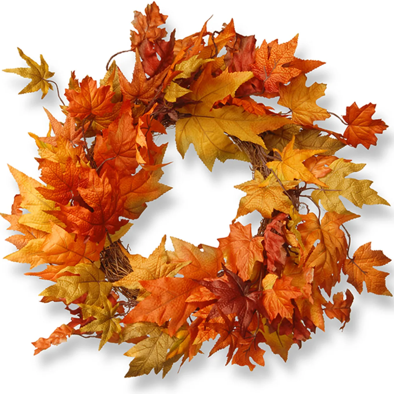 24 in. Fall Wreath with Maple Leaves