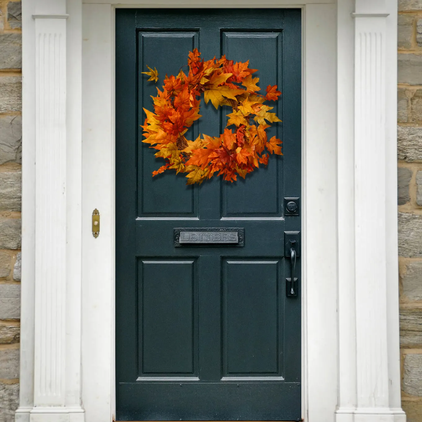 24 in. Fall Wreath with Maple Leaves