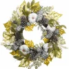 30 in. Fall Wreath with Pine Cones, Berry Clusters, Gourds, Fabric Bows