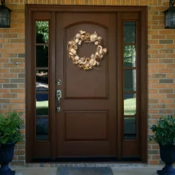 20 in. Fall Wreath with Pumpkins, Gourds, Pinecones, Berry Clusters, Ball Ornaments, Oak Leaves