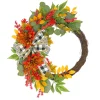 24 in. Fall Wreath with Twig, Dahlia, Eucalyptus and Bow