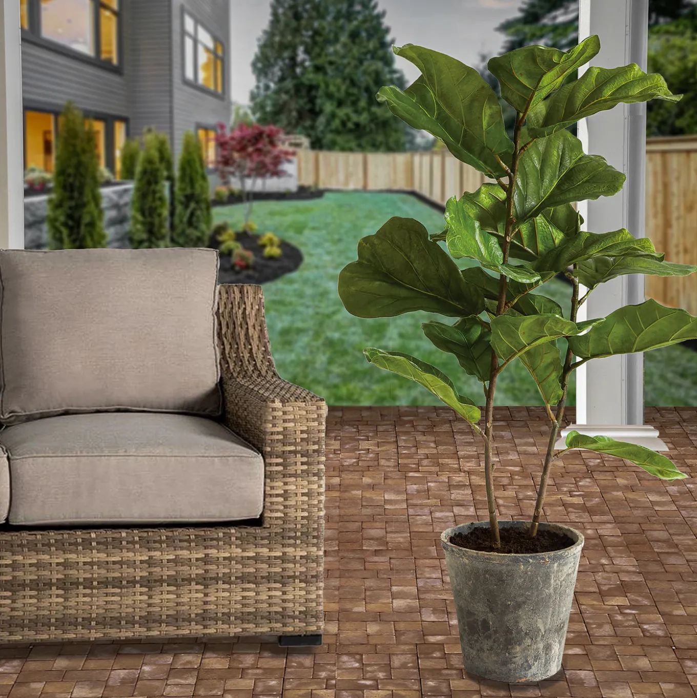 43 in. Fiddle Leaf Fig Topiary Tree