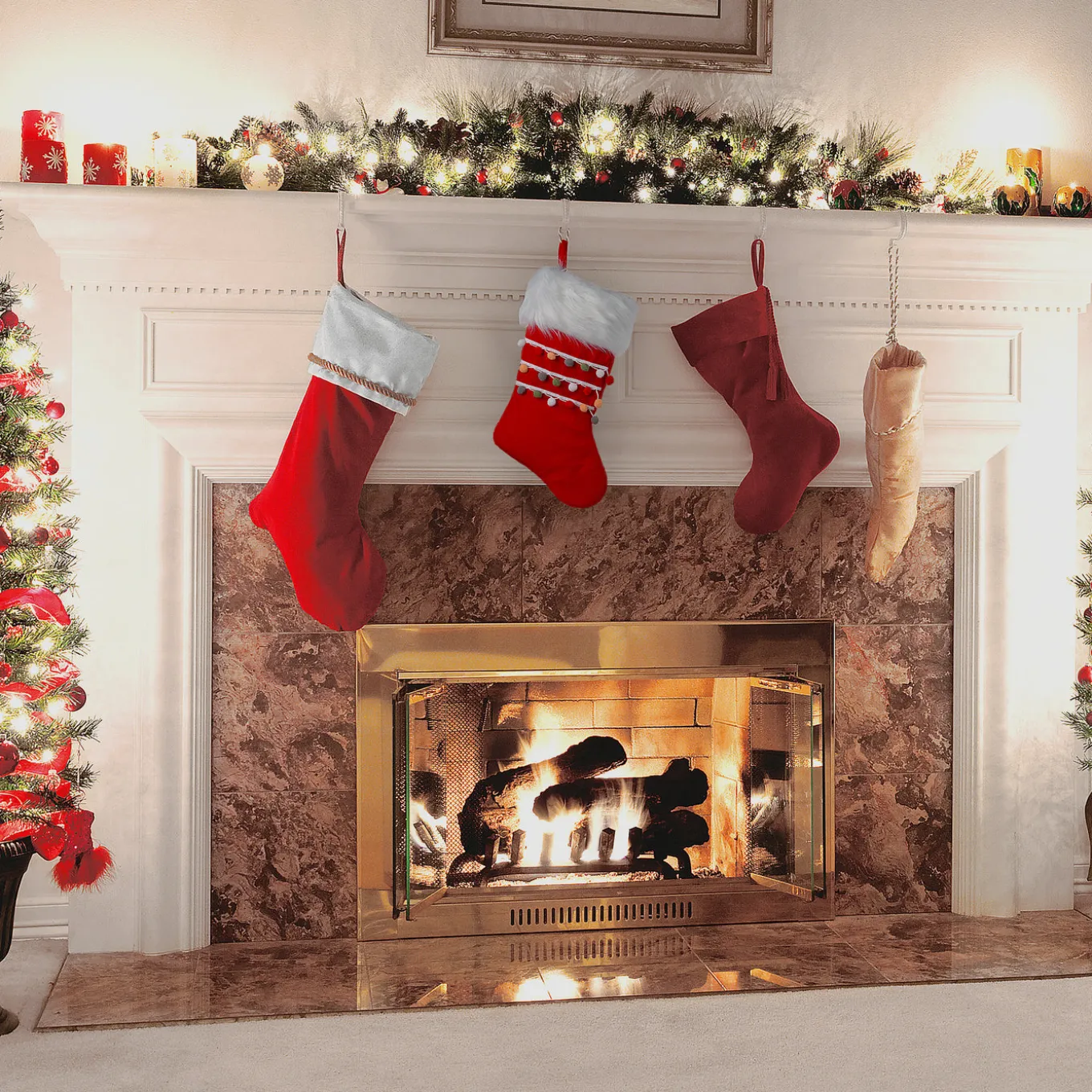 19 in. General Store Collection Red Velvet Stocking