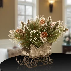 10 in. Glittery Bristle Pine Sleigh