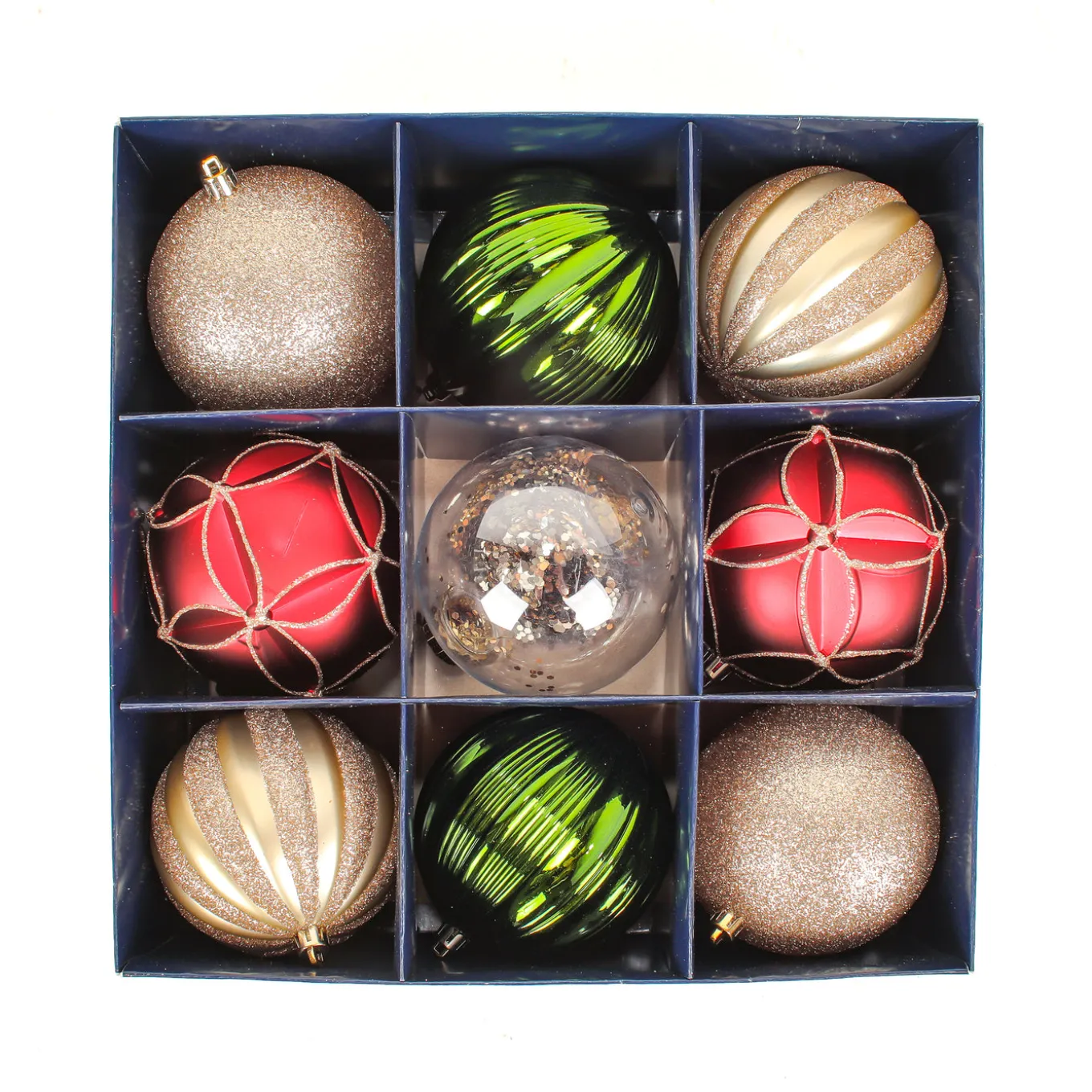 13 in. Gold Xmas Ball Decor Set