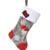 18 in. Gray Christmas Stocking with Snowflakes