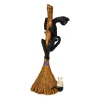21 in. Halloween Black Cat with a Broom Tabletop Decoration