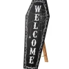 28 in. Halloween Black Coffin Welcome Standup Sign Decoration