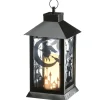 16 in. Halloween Carved Images of Witches and Cobwebs Lantern with LED Lights