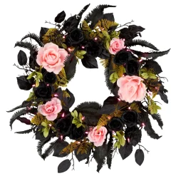 24 in. Halloween Cute and Creep Wreath and LED Lights