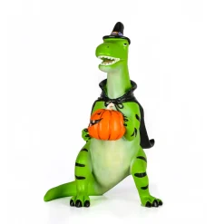 10 in. Halloween Dinosaur with Jack-O-Lantern Tabletop Decoration