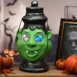 12 in. Halloween Green Frankenstein Lantern with LED Lights
