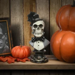 10 in. Halloween Male Skeleton Bust Decoration