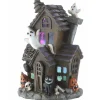 6 in. Halloween Pre-Lit Black Haunted House Decoration with LED Lights