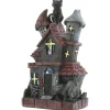 7 in. Halloween Pre-Lit Black Haunted House Decoration with LED Lights