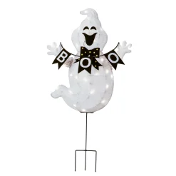 32 in. Halloween Pre-Lit Boo Ghost Lawn Decoration with LED Lights