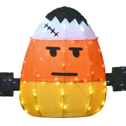 24 in. Halloween Pre-Lit Candy Corn Frankenstein Outdoor Decoration with LED Lights