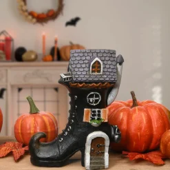 6 in. Halloween Pre-Lit Haunted Boot House Decoration with LED Lights