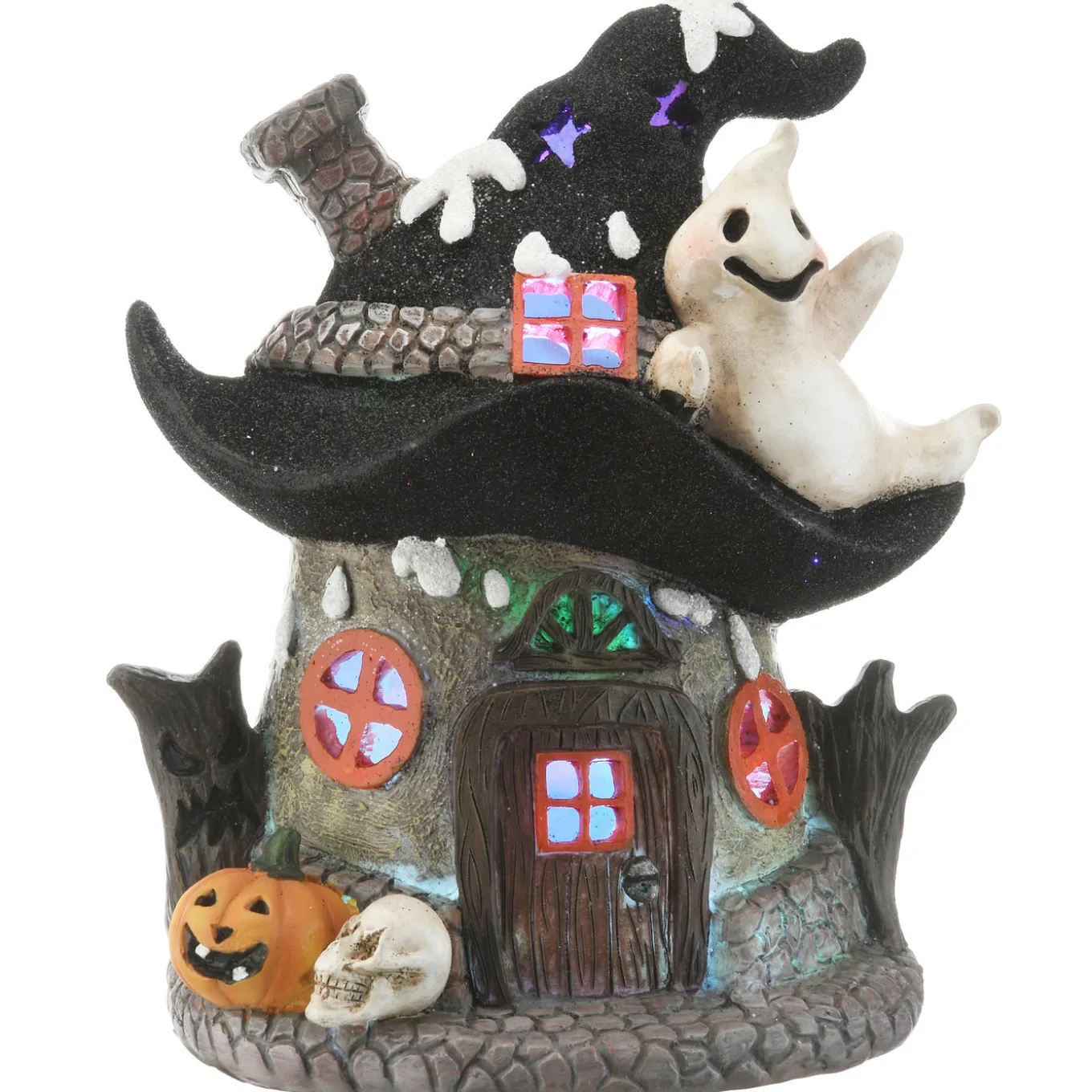 7 in. Halloween Pre-Lit Haunted Mushroom House Decoration with LED Lights