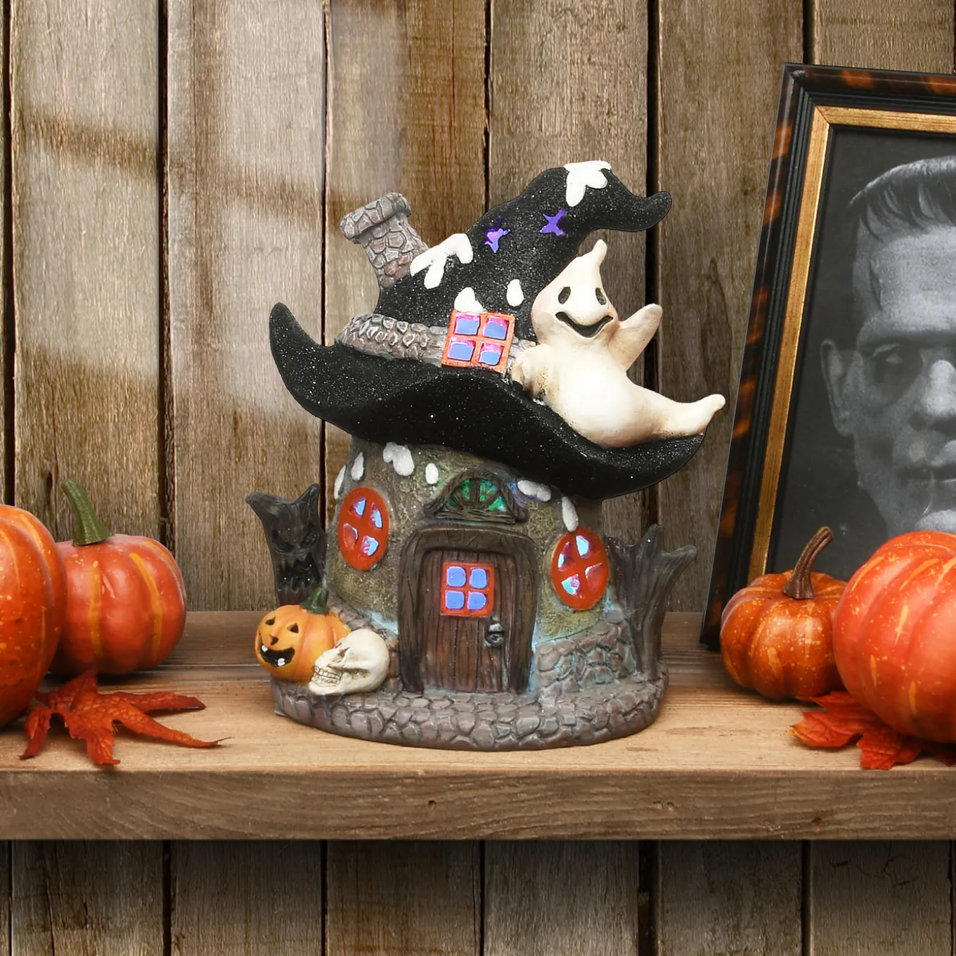 7 in. Halloween Pre-Lit Haunted Mushroom House Decoration with LED Lights