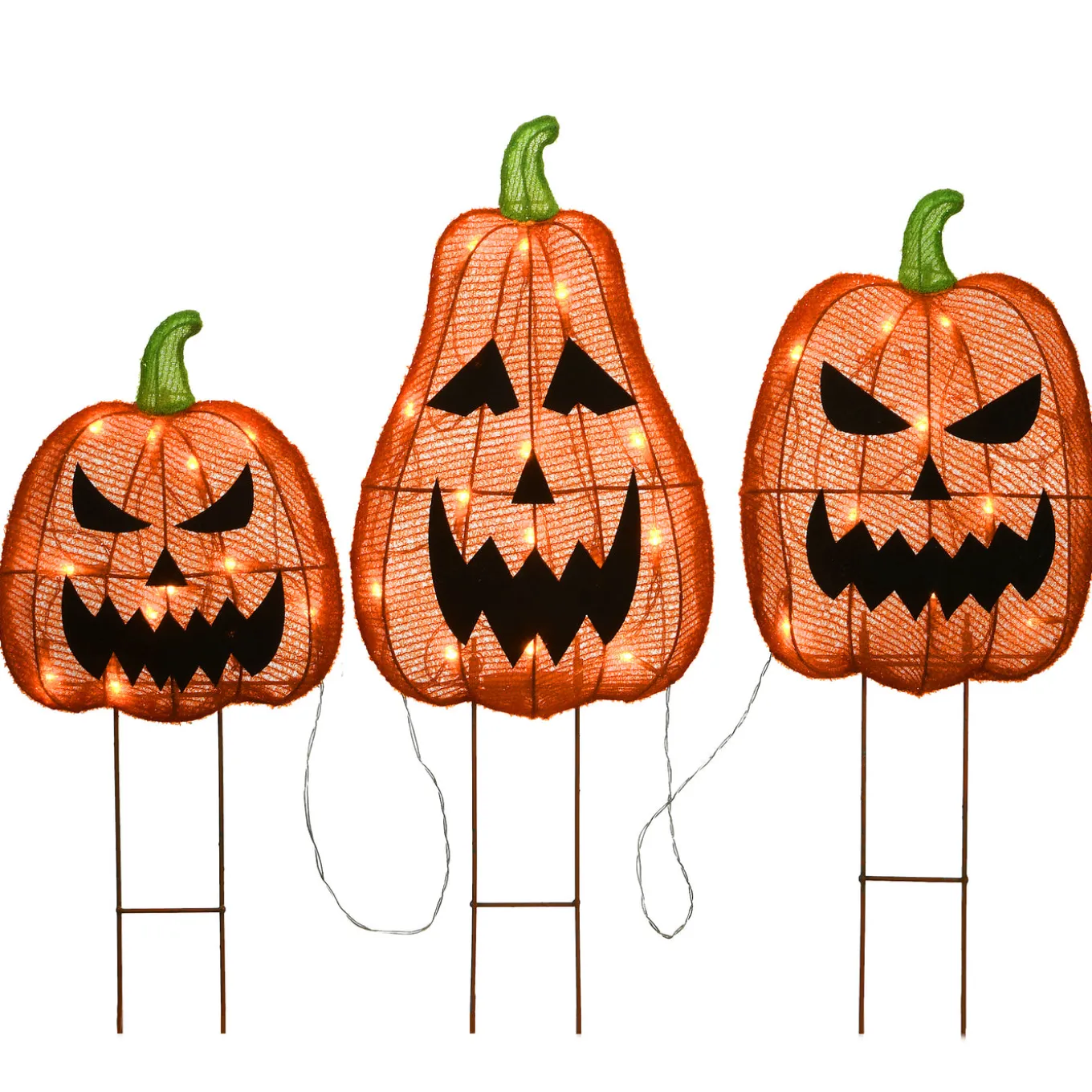 26 in. Halloween Pre-Lit Jack-O-Lantern Garden Stakes