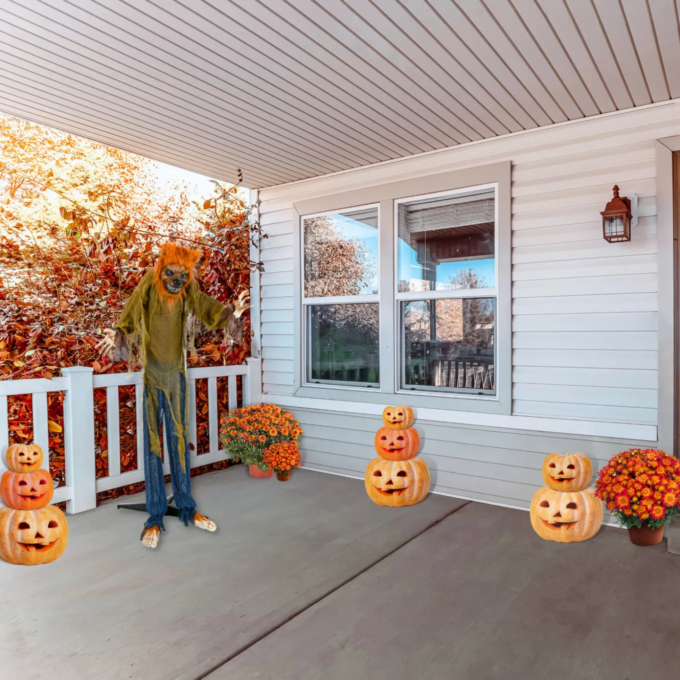 63 in. Halloween Pre-Lit Sound Activated Animated Werewolf with LED Lights