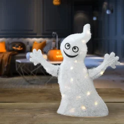 18 in. Halloween Pre-Lit White Ghost Outdoor Decoration with LED Lights
