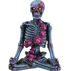 10 in. Halloween Purple Galaxy Meditating Skeleton with LED Lights
