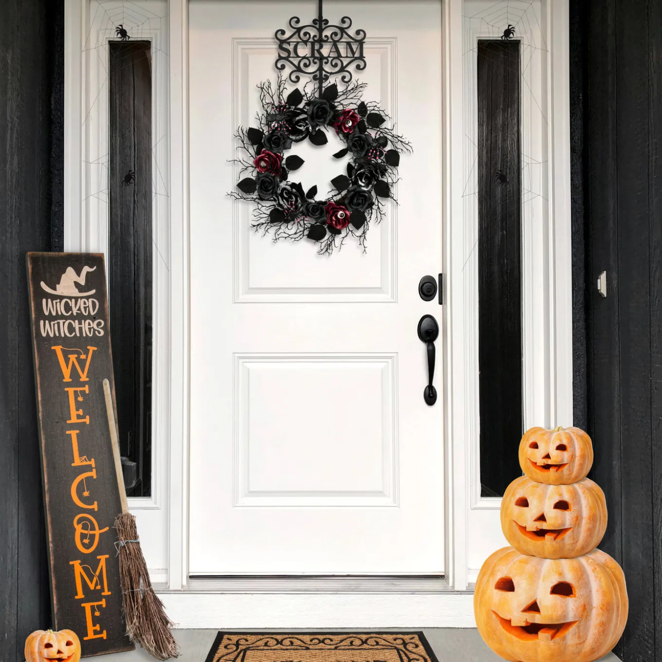 16 in. Halloween Scram Metal Wreath Hanger