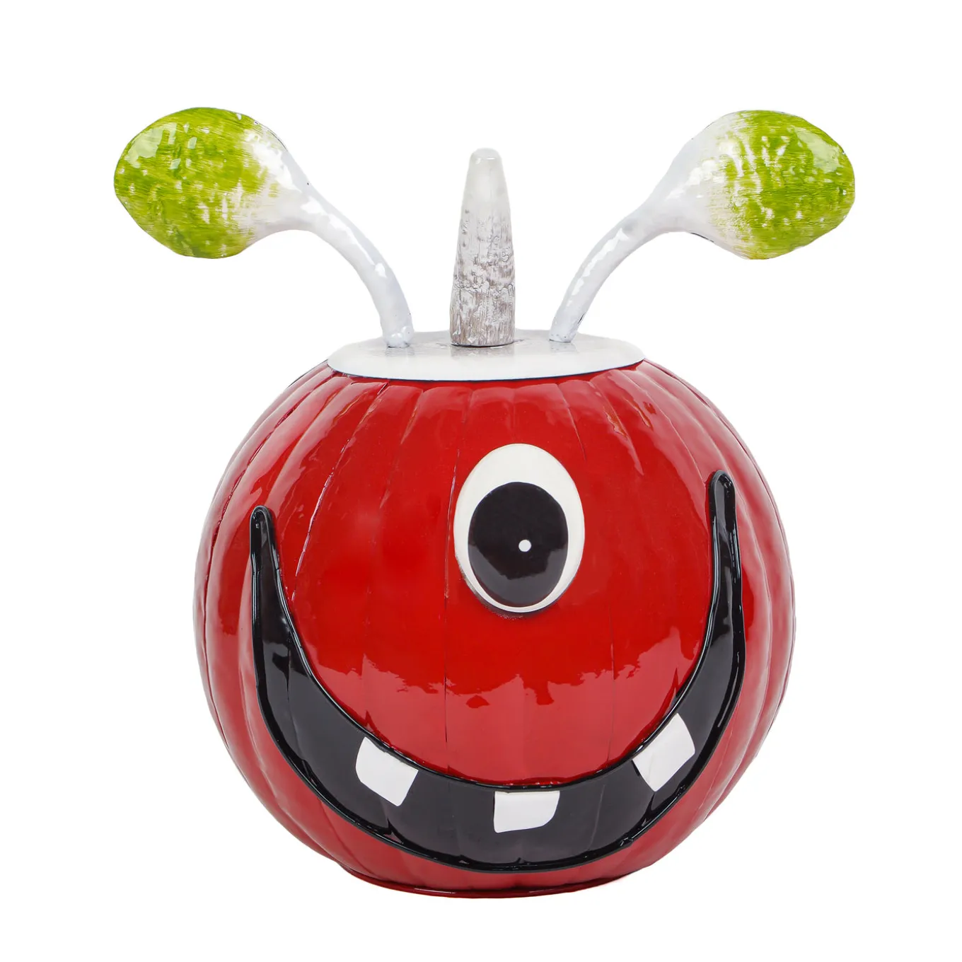 11 in. Halloween Single Eye Metal Pumpkin Decoration