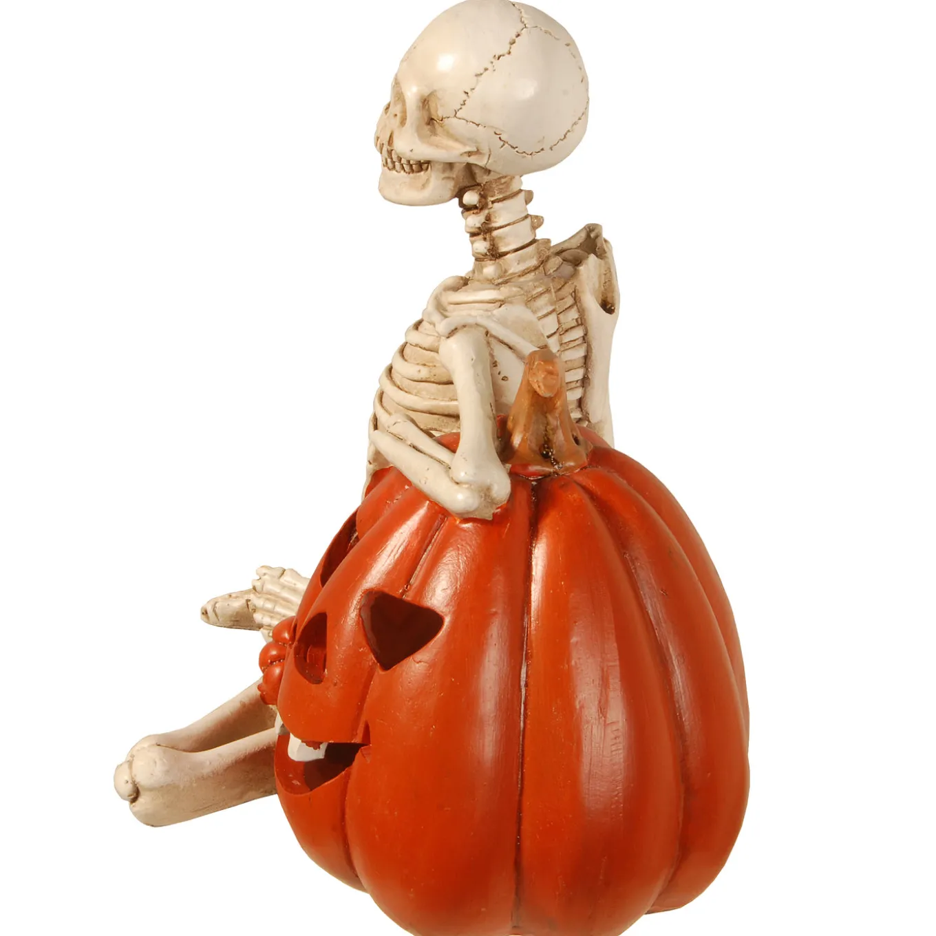 9 in. Halloween Skeleton and Jack O Lantern Decoration with LED Lights