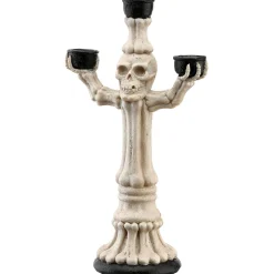 12 in. Halloween Skeleton Candelabra Holds Three Candles
