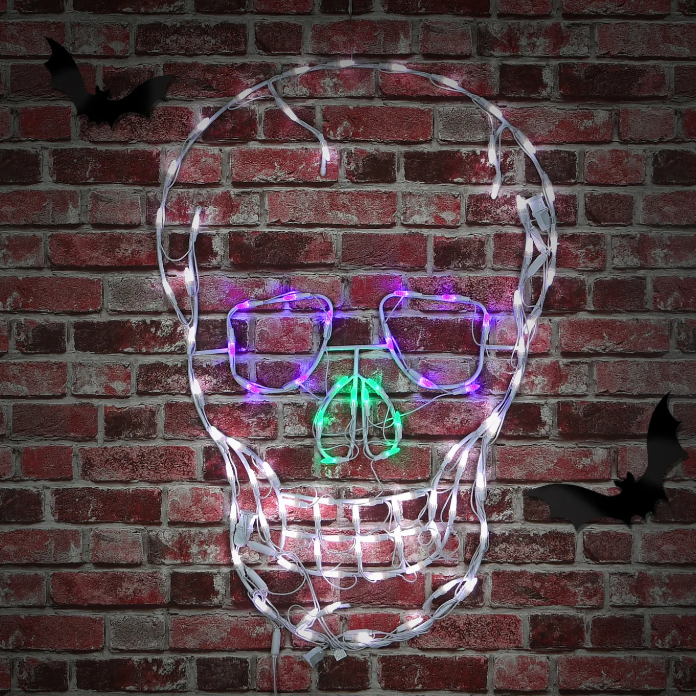 37 in. Halloween Skull Lighted Sign Decoration with LED Lights