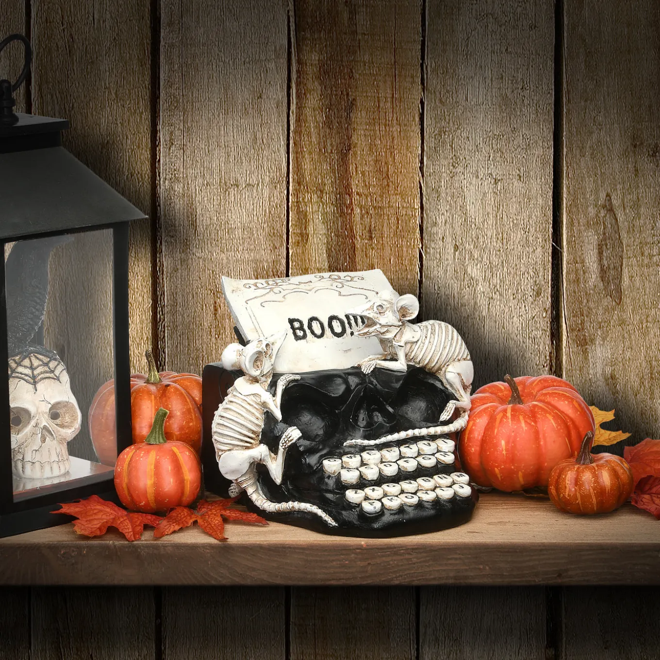 8 in. Halloween Skull Shaped Typewriter Decoration