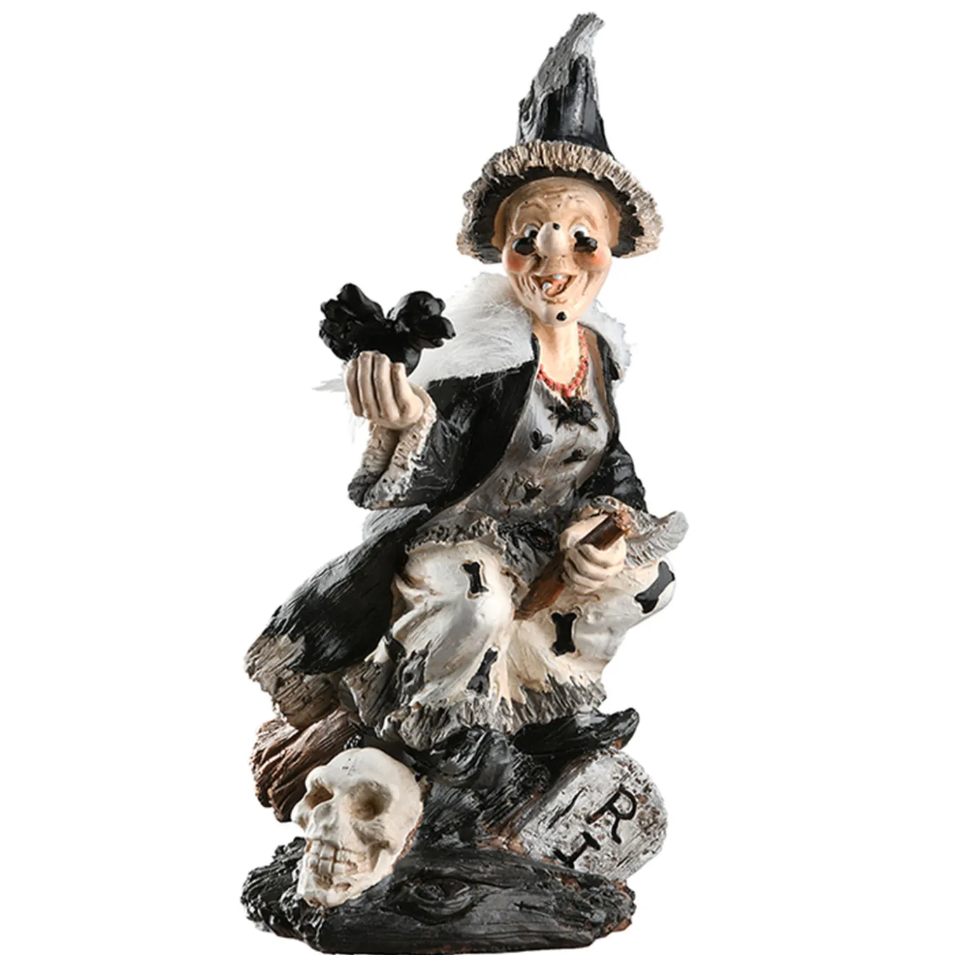 10 in. Halloween Spooky Witch on a Broom Decoration
