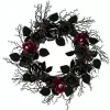 22 in. Halloween Spooky Wreath with Roses, Leaves, Thorny Branch Base