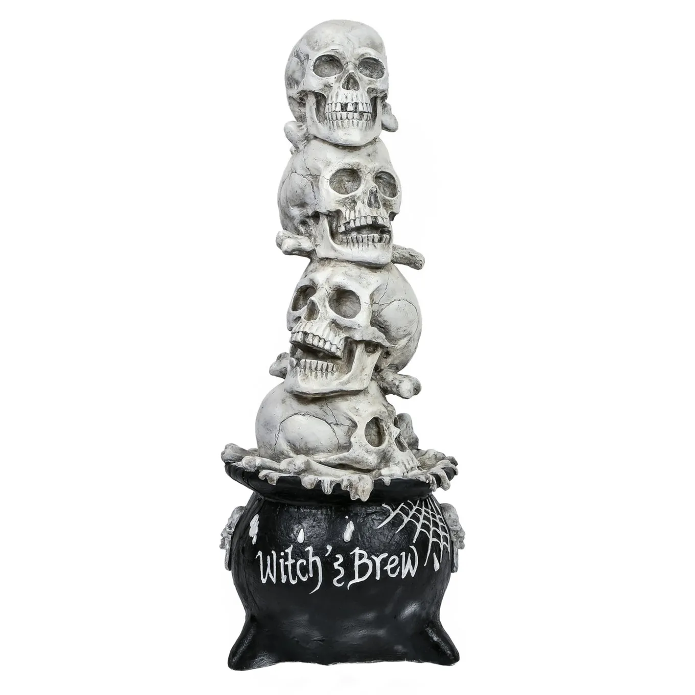 38 in. Halloween Stacked Skulls in a Cauldron Tabletop Decoration