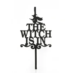 18 in. Halloween The Witch Is In Metal Wreath Hanger
