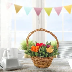 10 in. Handcrafted Multicolor Floral Basket