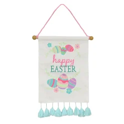 19 in. Happy Easter with Eggs Hanging Banner Decoration