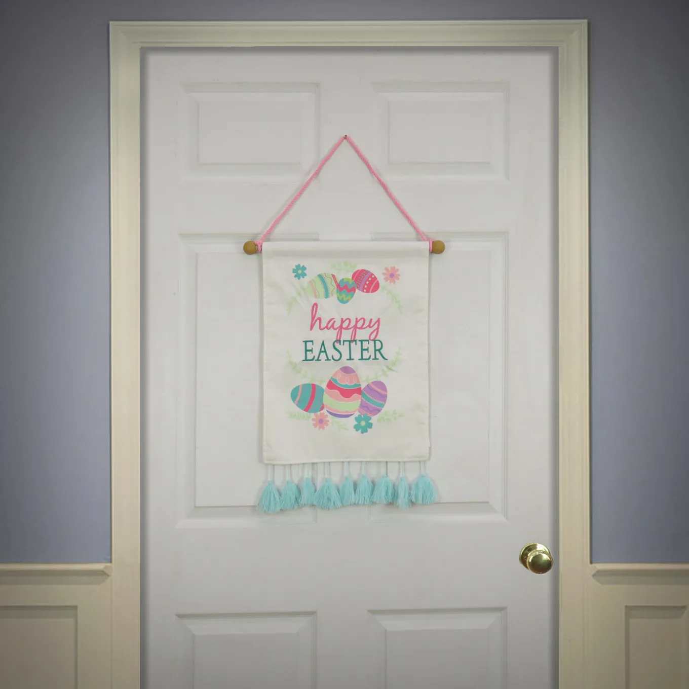 19 in. Happy Easter with Eggs Hanging Banner Decoration