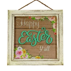 10 in. Happy Easter Y'all Hanging Wall Sign Decoration