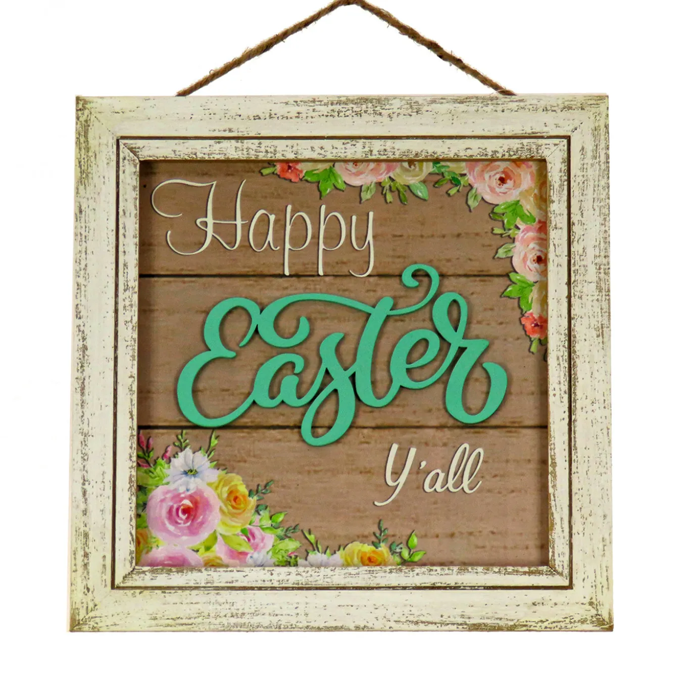 10 in. Happy Easter Y'all Hanging Wall Sign Decoration