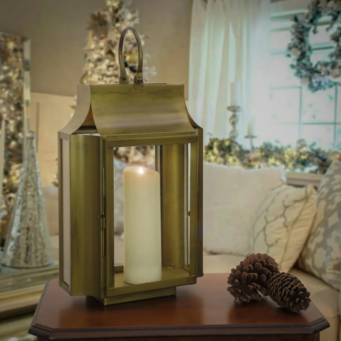 22 in. HGTV Home Collection Antique Bronze Lantern, Medium