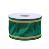3 in. HGTV Home Collection Dupioni Double-Sided Ribbon, Green & Gold