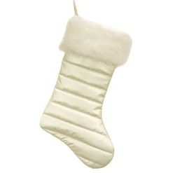 20 in. HGTV Home Collection Puffy Coat Stocking, White