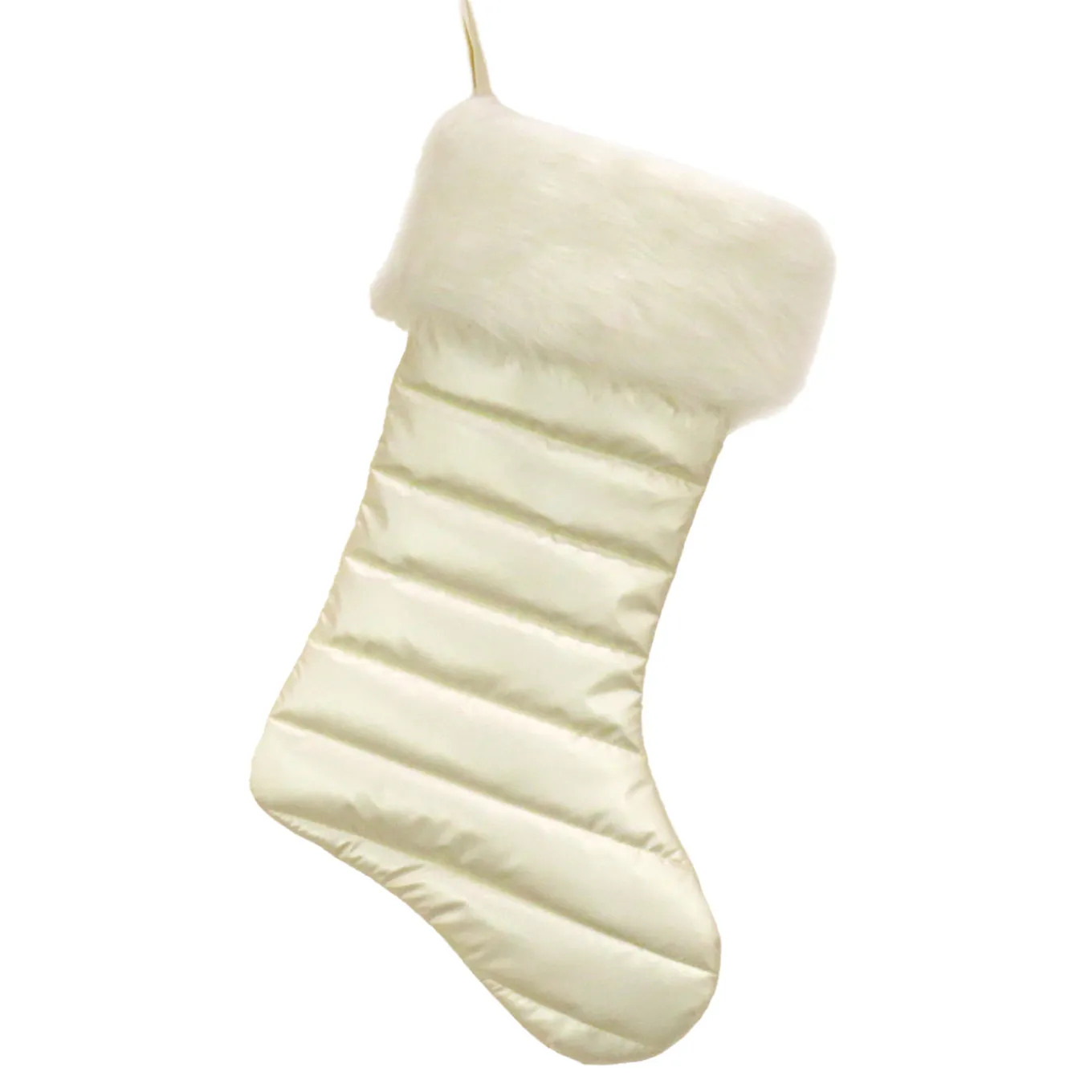 20 in. HGTV Home Collection Puffy Coat Stocking, White