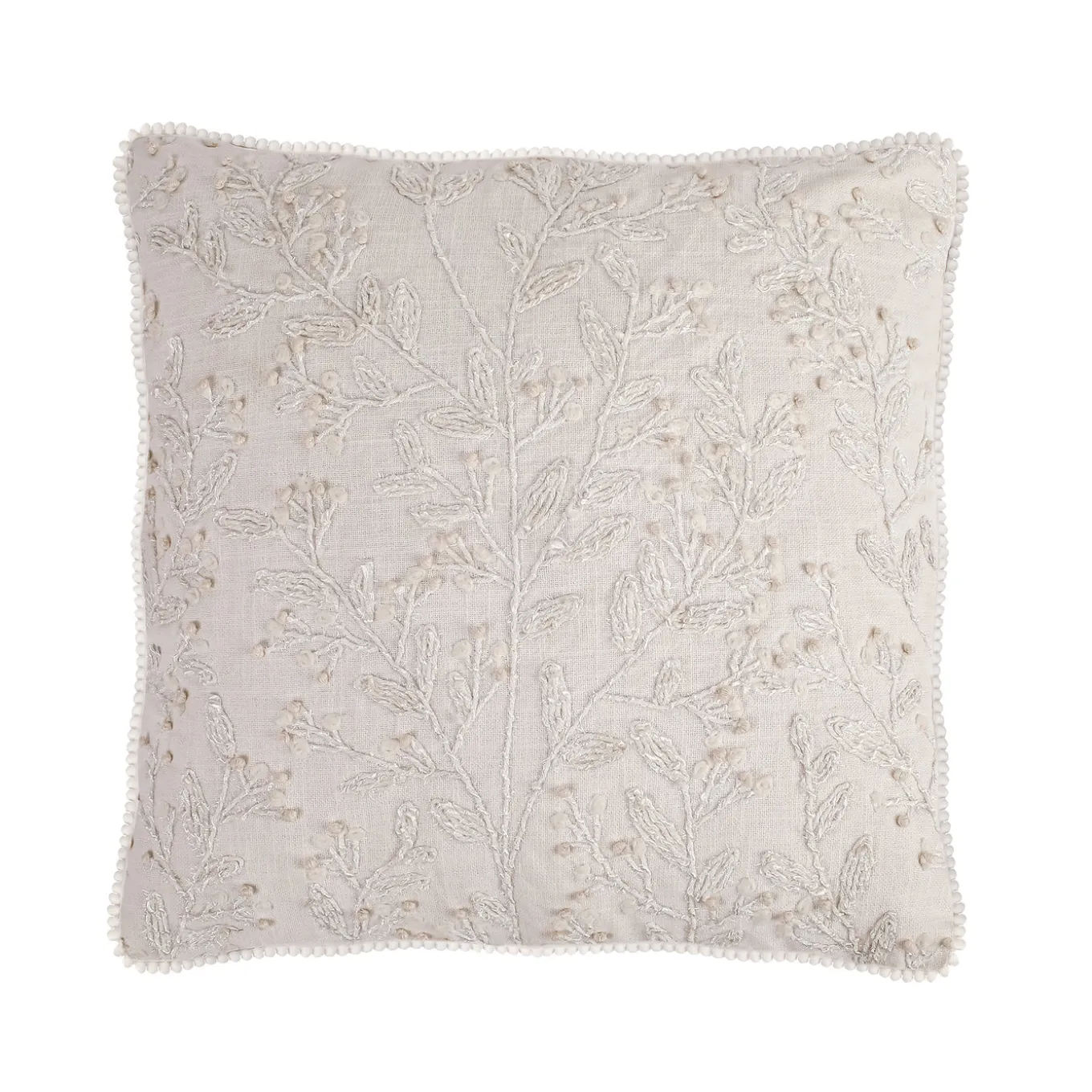 18 in. HGTV Home Collection White Boho Christmas Pillow