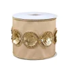 4 in. HGTV Home Collection Sequin Beaded Taffeta Ribbon, Beige